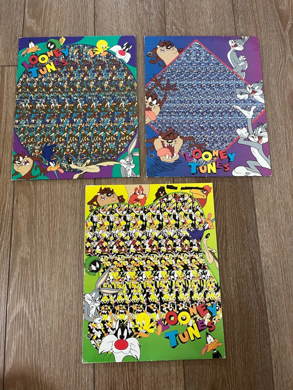Vintage Looney Tunes magic eye 3D two pocket portfolio folder bundle 2 hole